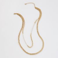 Simple Imitation Pearl Alloy Multi-layer Clavicle Chain main image 4