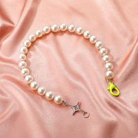 Simple Large Pearl Stitching Chain Short Necklace main image 3