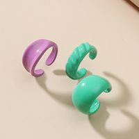 Retro Simple Color Alloy Non-hole Circle Earrings Three-piece Set main image 5