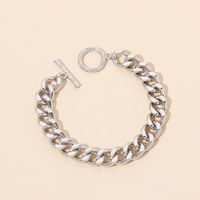 Hip Hop Geometric Thick Chain Necklace Bracelet Combination Set sku image 1