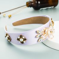 Retro Simple Geometric Alloy Pearl Flower Fabric Headband sku image 2