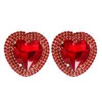 Fashion Heart-shaped Alloy Diamond Earrings sku image 1
