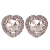 Boucles D&#39;oreilles Diamant En Alliage En Forme De Coeur sku image 4