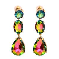 Fashion Drop-shaped Colorful Diamond Earrings sku image 3