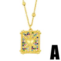 Hip Hop Accessories European And American Color Zircon Tarot Pendant Necklace Clavicle Chain Nkv78 sku image 1