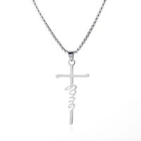 New Letter Cross Pendant Stainless Steel Necklace sku image 2