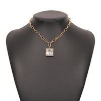 Fashion Square Diamond Thick Chain Pendant Necklace sku image 1