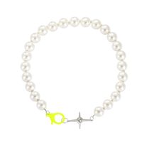 Simple Large Pearl Stitching Chain Short Necklace sku image 1