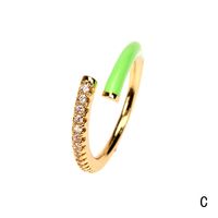 Fashion Enamal Opening Adjustable Copper Inlaid Zircon Ring sku image 3