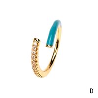Fashion Enamal Opening Adjustable Copper Inlaid Zircon Ring sku image 4