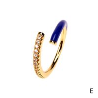 Fashion Enamal Opening Adjustable Copper Inlaid Zircon Ring sku image 5