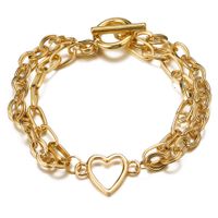 Retro Chain Peach Heart Creative Alloy Double Layer Anklet sku image 1