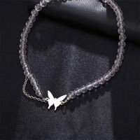 Simple Transparent Round Bead Butterfly Alloy Necklace sku image 1