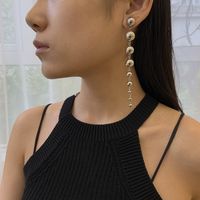 Personality Geometry Trendy Women's Large And Small Bead Earrings Europe And America Cross Border Metal Beaded New Earrings Women's sku image 2