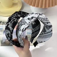 Korean Contrast Color Printing Fabric Cross Headband Wholesale main image 5
