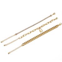 Punk Style Creative Thick Chain Lock Pendant Micro-inlaid 3-layer Anklet main image 5