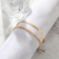 Simple Flat Snake Chain Alloy Anklet Set main image 3