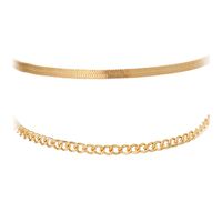 Simple Flat Snake Chain Alloy Anklet Set main image 4