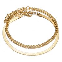Simple Flat Snake Chain Alloy Anklet Set main image 6
