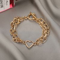 Retro Chain Peach Heart Creative Alloy Double Layer Anklet main image 3