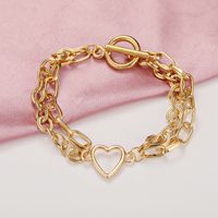 Retro Chain Peach Heart Creative Alloy Double Layer Anklet main image 4