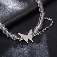 Simple Transparent Round Bead Butterfly Alloy Necklace main image 5