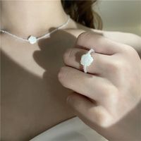 Korean Rose Flower Crystal Necklace Ring Wholesale main image 4