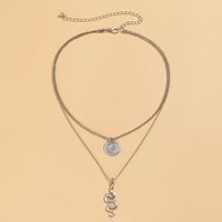 Simple Pitted Round Brand Dragon-shaped Tag Multi-layer Necklace main image 3