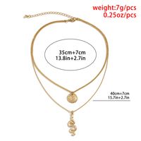 Simple Pitted Round Brand Dragon-shaped Tag Multi-layer Necklace main image 5