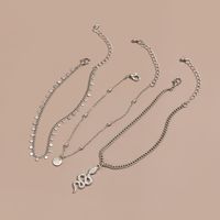 Simple Metal Dragon-shaped Tag Alloy Tassel Disc Anklet Set main image 3