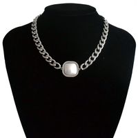 Simple Thick Chain Triangle Mother-of-pearl Titanium Steel Necklace sku image 1