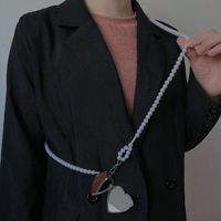 New Metal Heart Mirror Pendant Pearl Waist Chain Crossbody Casual Strap Dress Multi-wear Belt Accessories main image 1