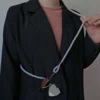 New Metal Heart Mirror Pendant Pearl Waist Chain Crossbody Casual Strap Dress Multi-wear Belt Accessories main image 2