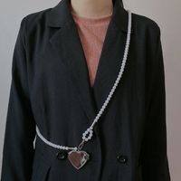 New Metal Heart Mirror Pendant Pearl Waist Chain Crossbody Casual Strap Dress Multi-wear Belt Accessories main image 3