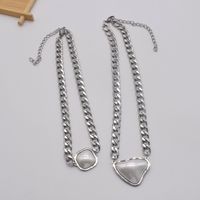 Simple Thick Chain Triangle Mother-of-pearl Titanium Steel Necklace main image 2