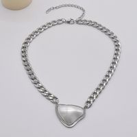 Simple Thick Chain Triangle Mother-of-pearl Titanium Steel Necklace main image 4