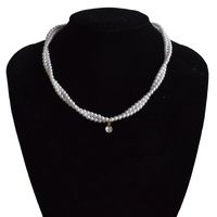 Simple Winding Pearl Crystal Short Necklace main image 3