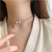 Simple Diamond-studded Bowknot Handmade Pearl Multi-layer Necklace main image 3