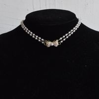 Simple Diamond-studded Bowknot Handmade Pearl Multi-layer Necklace main image 5