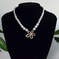 Fashion Diamond Flower Bow Beads Necklace Wholesale main image 1