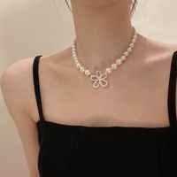 Fashion Diamond Flower Bow Beads Necklace Wholesale main image 3