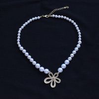Fashion Diamond Flower Bow Beads Necklace Wholesale main image 4
