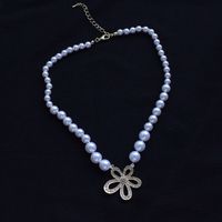 Fashion Diamond Flower Bow Beads Necklace Wholesale main image 5