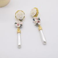 Fashion White Flower Long Earrings Wholesale main image 4