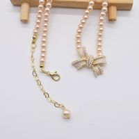 Fashion Pearl Bow Geometric Pink Clavicle Chain main image 5