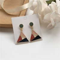 Hit Color Starry Sky Dripping Oil Triangle Earrings main image 3