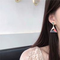 Hit Color Starry Sky Dripping Oil Triangle Earrings main image 6