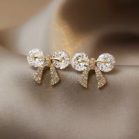 Bowknot Diamond Metal Stud Earrings main image 5