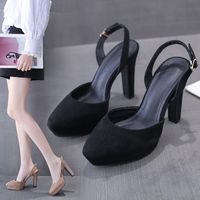 Fashion Pointed Toe High-heeled Thick-heeled Suede Sandals main image 5