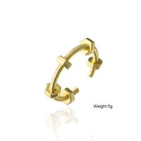 Cross-border Supply Copper Plated Real Gold Plain Body Geometric Open Ring Female Opening Adjustable Ring Ornament main image 5